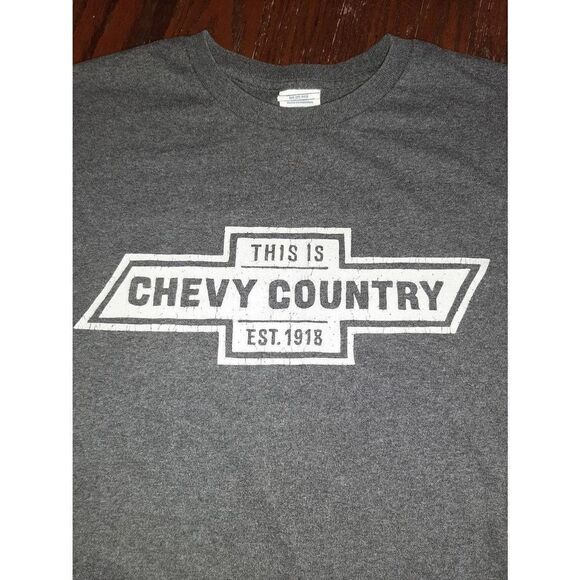 Medium Delta Pro Weight Grey Chevy Country Short Sleeve Crew Neck Tee T-Shirt - Picture 2 of 4